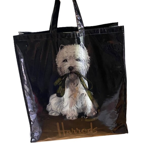 Harrods dog tote bag Knightsbridge vintage, black,  Westie dog - Picture 8 of 13